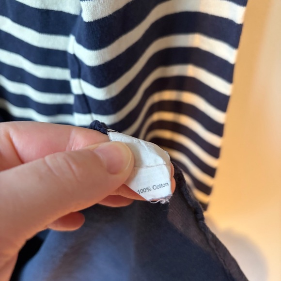 J. Crew Sweater Dress Medium Maritime Striped Navy Nautical 3/4 Sleeve Boat Neck - Picture 4 of 10